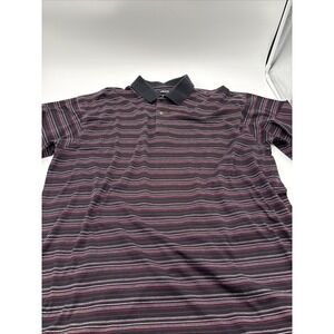 Bolle Golf Shirt Polo Mens Size Large 60's Two Ply Mercerized Cotton Dark Stripe